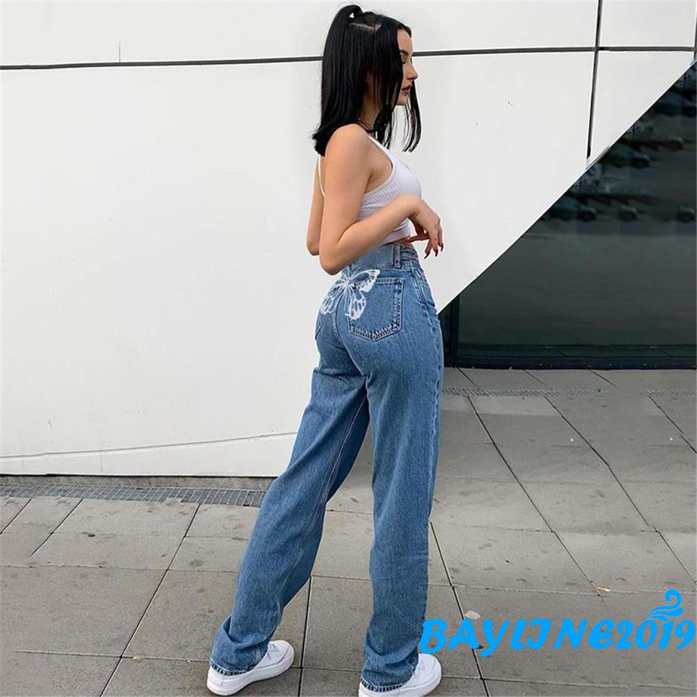 Quần Jeans Dài Ống Rộng Thời Trang Dành Cho Nữ