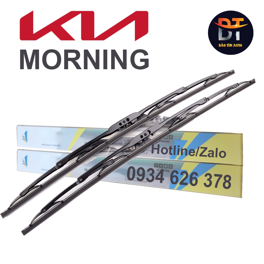 1 Cặp cần gạt mưa khung xương, chổi gạt mưa xe Kia Morning, gạt kính xe oto, thanh gạt nước mưa