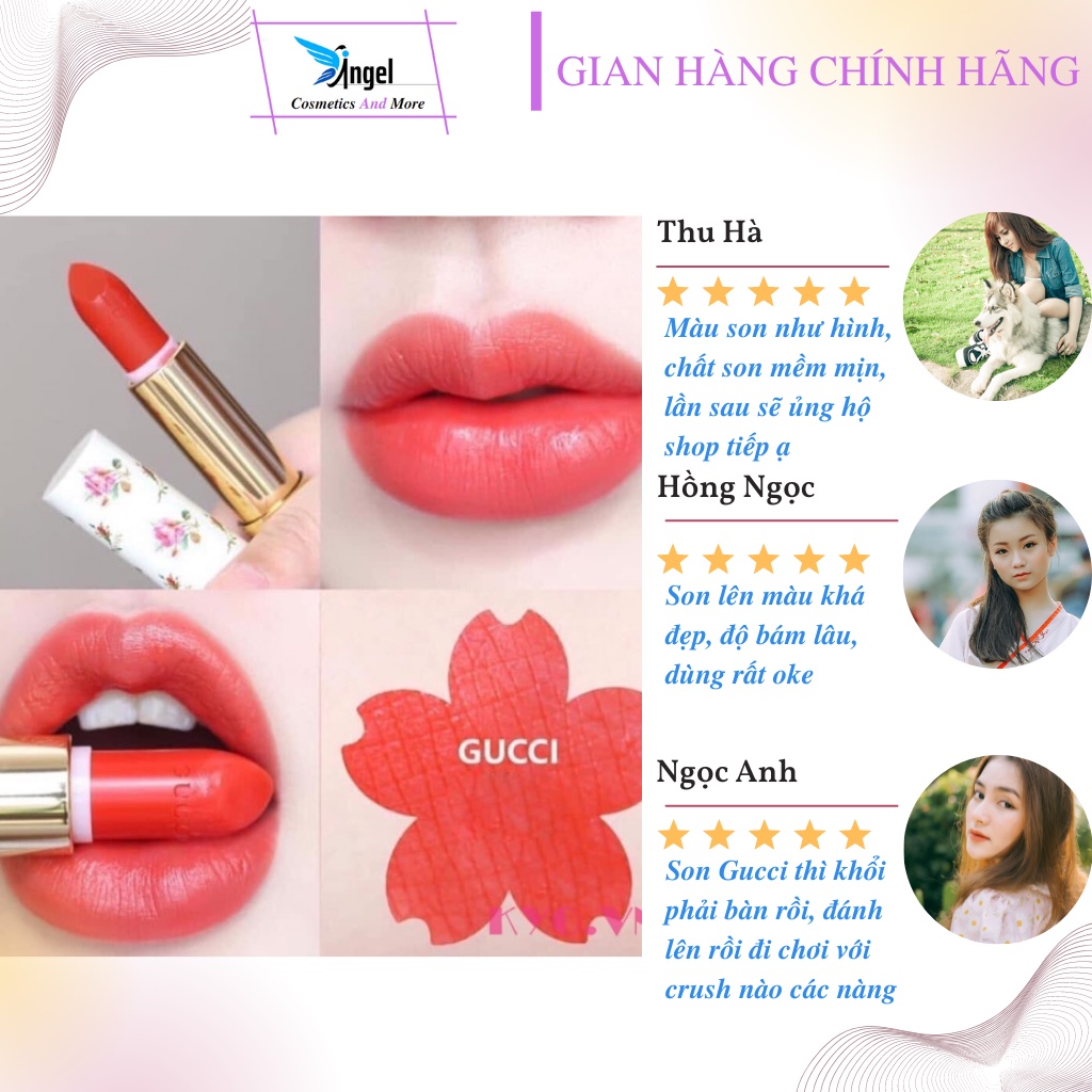 Son minisze  Gucci Rouge À Lèvres Voile Vỏ Hoa mini 1.3g bền màu không trôi siêu phẩm dành cho mọi lứa tuổi