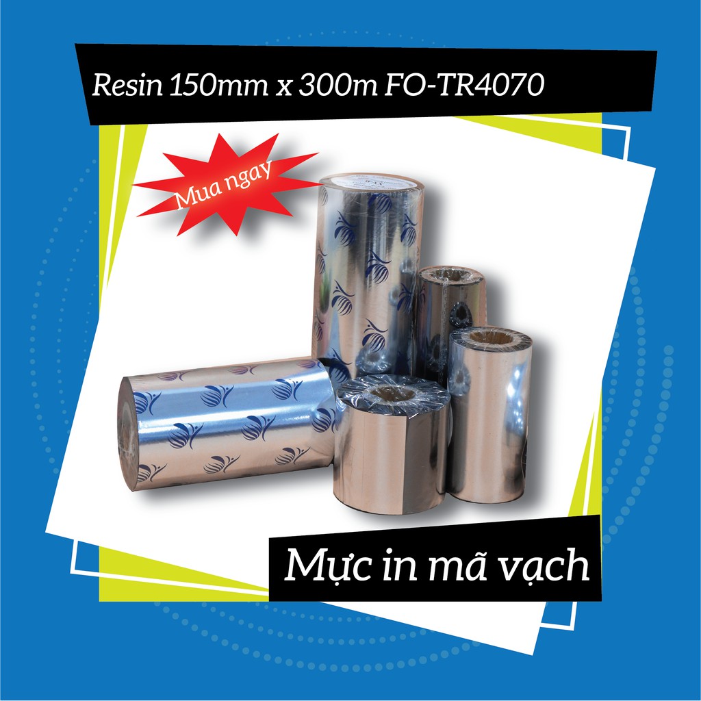Cuộn mực in mã vạch Resin khổ 150mm x 300m, FO-TR4070