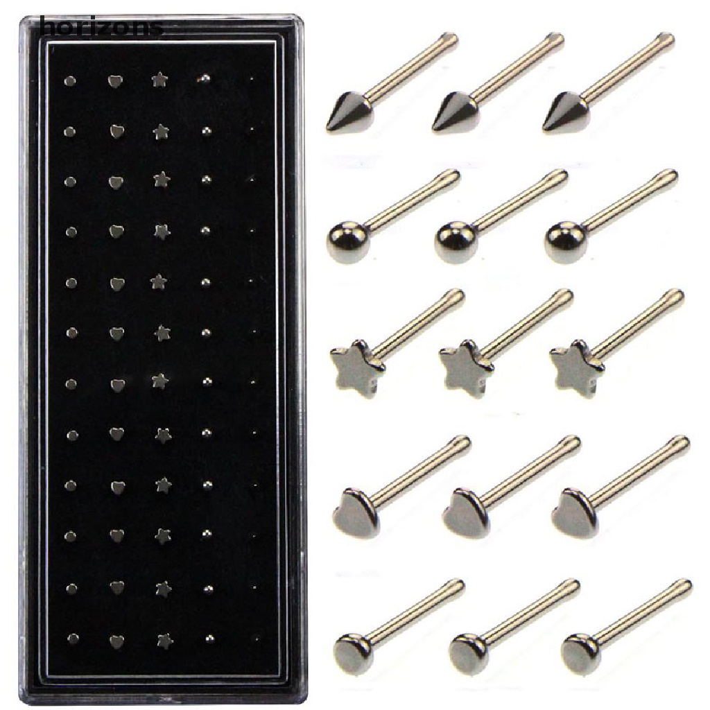 Set 60 Khuyên Mũi 20G Bằng Thép Không Gỉ Cá Tính