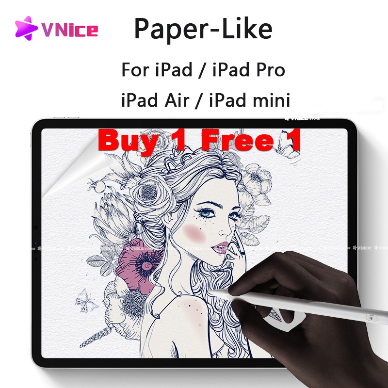 Dán màn hình iPad Paperlike Paper-like Chống vân tay Ghi Chép-Viết-Vẽ như giấy cho tương thích cho compatible for iPad air 10.9 10.2 9.7 mini 7.9 Pro10.5 11 12.9