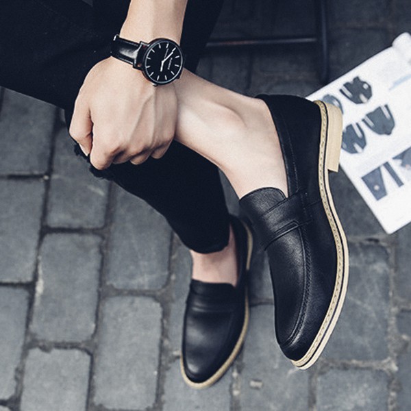 Giày Lười  Nam, Giày Không Dây Cao Cấp - Loafer No.5 Black - Đế Gỗ, Thoáng Khí, Da Mềm - BRC021810