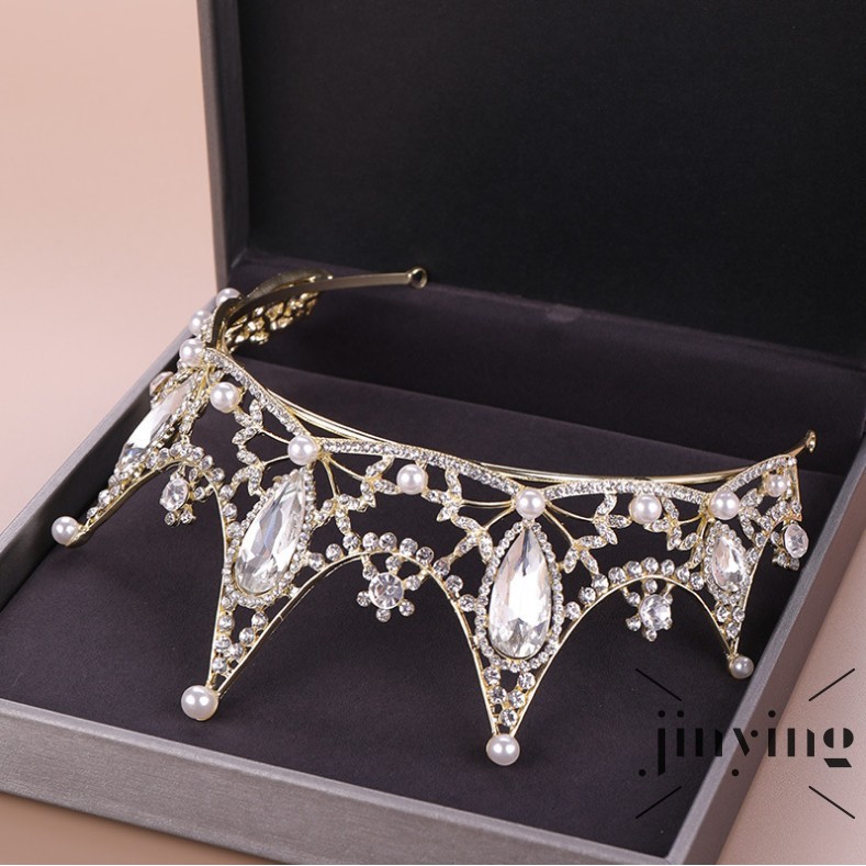 GETNOIVAS Vương miện đính đá phong cách vintage thời trang cho nữ