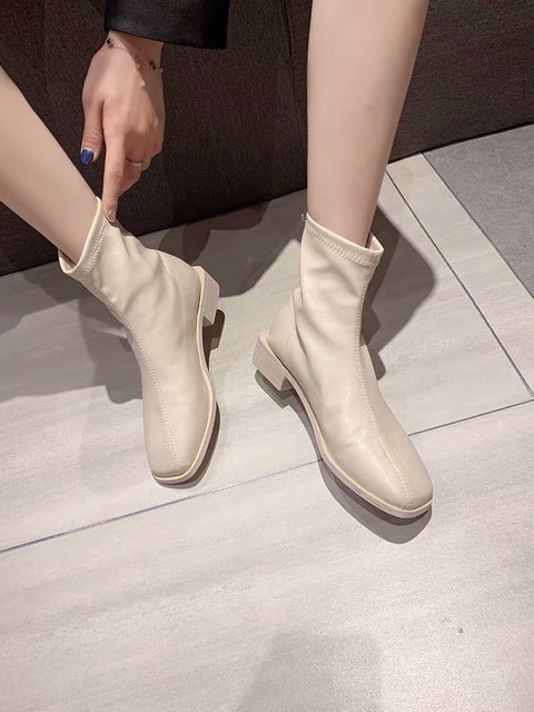 Boots trơn cổ ngắn Ulzzang da mềm không khoá