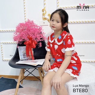 Bộ Pijama trẻ em cộc đùi cổ bèo chất lụa mango mềm mịn ( size từ 15 - 40kg)