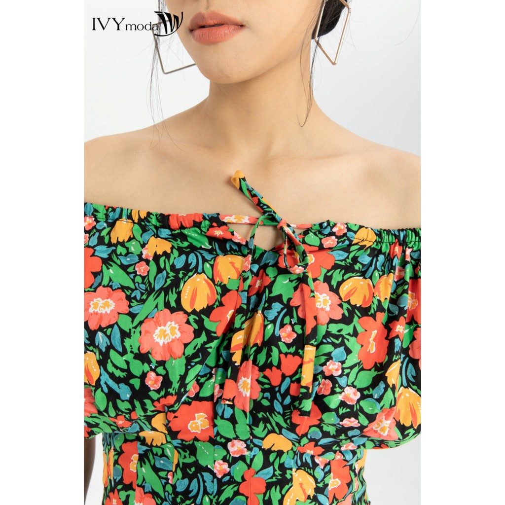 Áo croptop họa tiết hoa nữ thiết kế IVY moda MS 16B8597