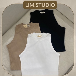 Áo croptop nữ cộc tay thun tăm lim.studio