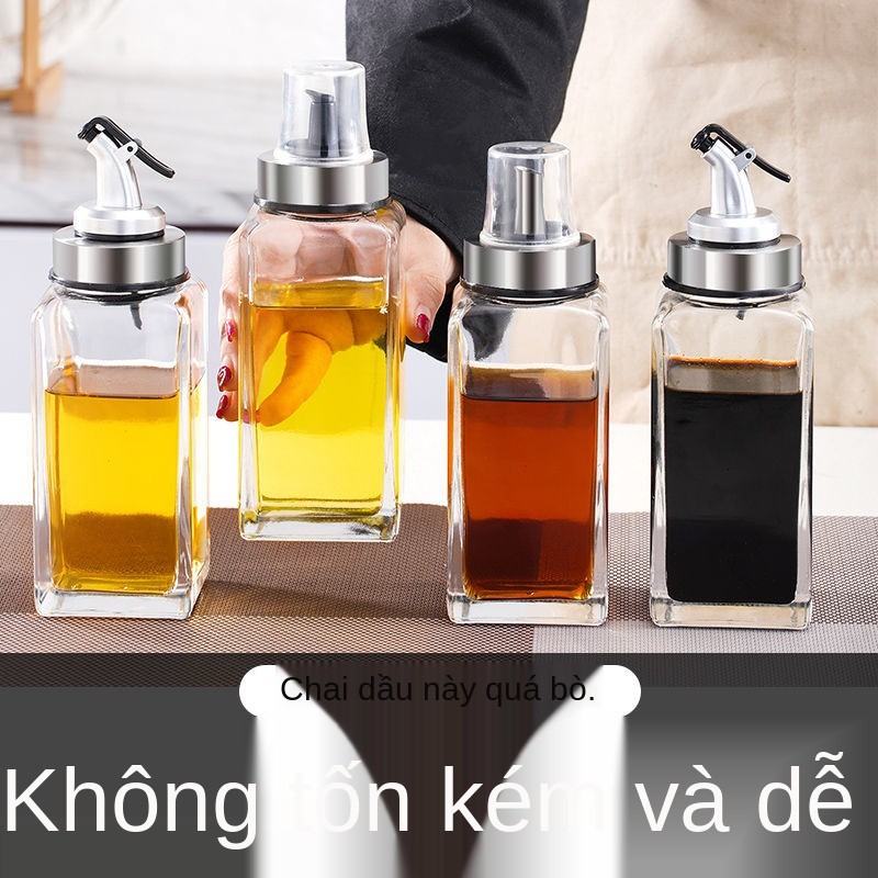 nồi đựng dầu chai thủy tinh chống rò rỉ vòi gia dụng bằng thép không gỉ vị nhỏ nước tương giấm