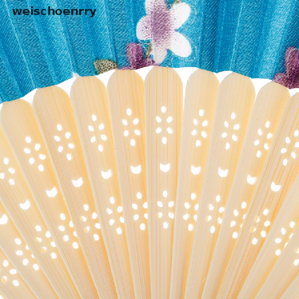 Quạt xếp cầm tay bằng lụa phong cách thanh lịch tùy chọn họa tiết