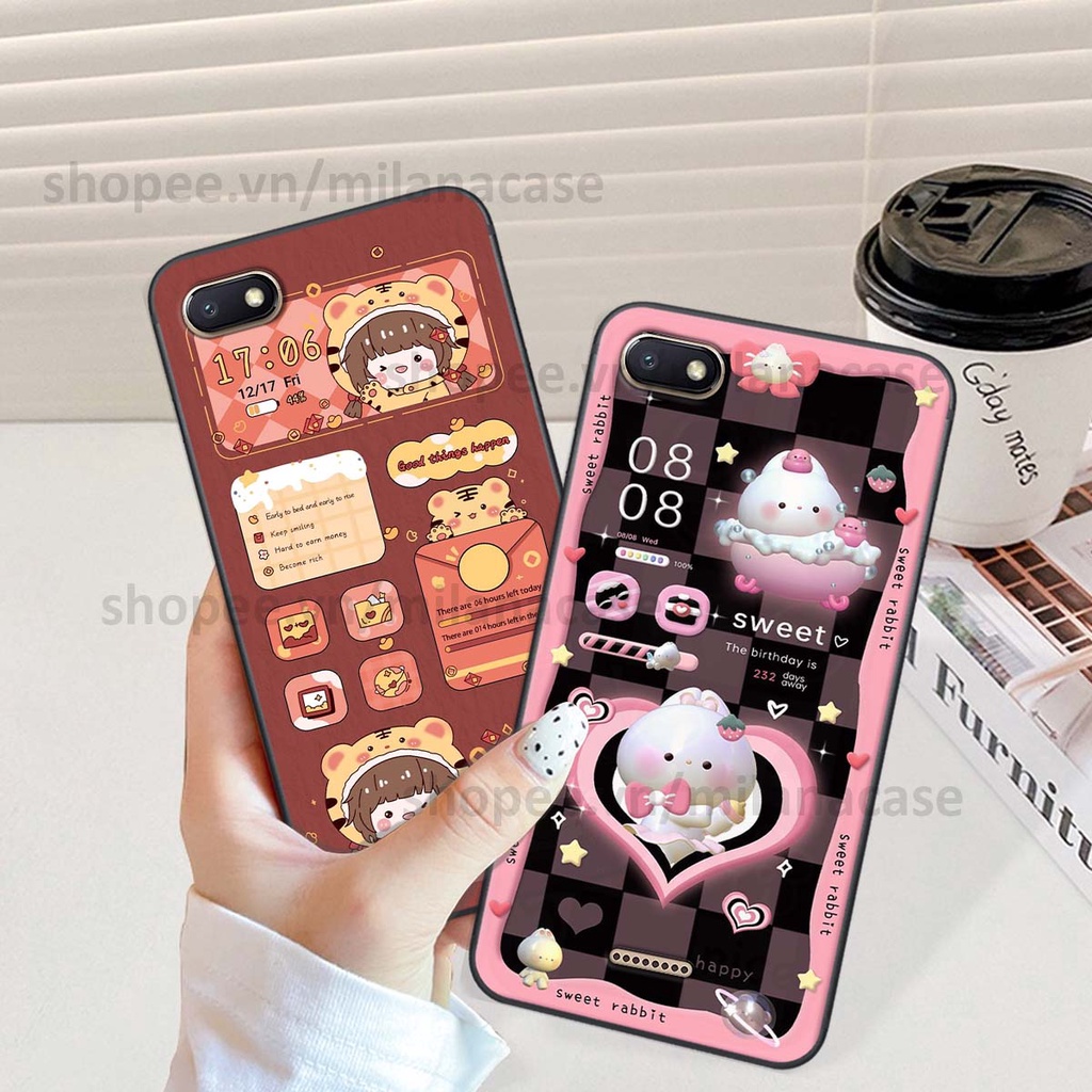 Ốp Xiaomi Redmi 4A / 5A / 6A hình đồng hồ icon gấu mèo cute cực dễ thương ngộ nghĩnh