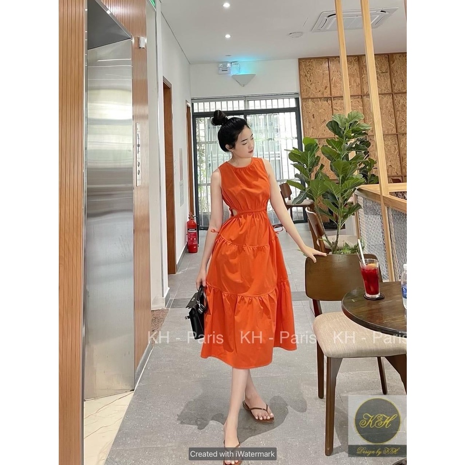 Đầm maxi đi biển Tira House váy ba lỗ khoét eo hot trend TRV0002