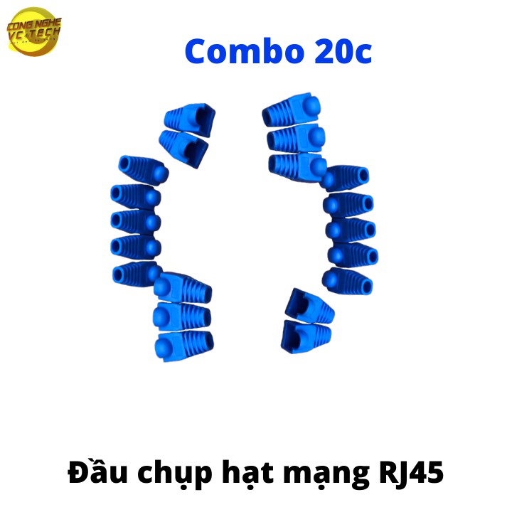 Combo 100 Đầu Chụp Hạt Mạng RJ45 Màu Xanh-Nhựa Cao Cấp Siêu Bền