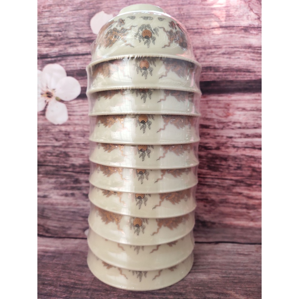 Bộ 10 bát thờ vàng kim gốm sứ Bát Tràng đẹp long lanh
