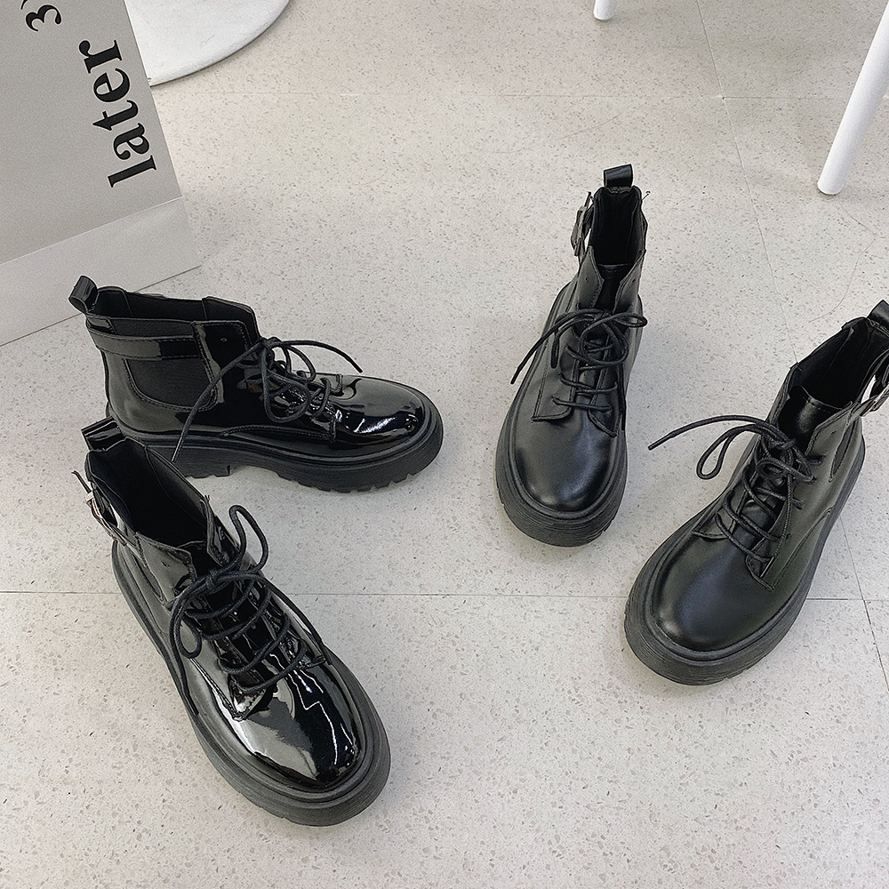 Giày bốt da PU màu bóng/ nhám siêu cá tính thời trang | BigBuy360 - bigbuy360.vn