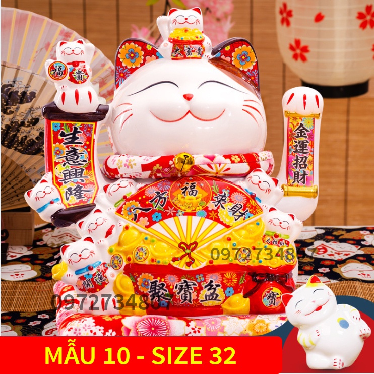 Mèo Thần Tài Vẫy Tay Cầu Tài Cầu Lộc Size 25 - 32