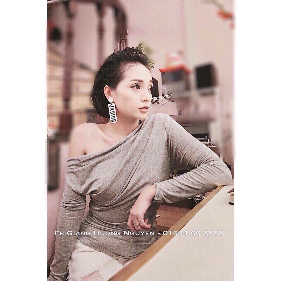 Freeship Áo lệch vai trơn dài tay sang chảnh hot hit shop baonhi29