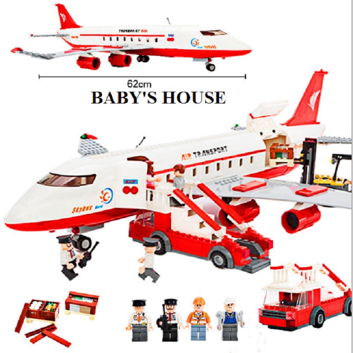 Bộ xếp hình lắp ráp kiểu lego Gudi máy bay chở khách siêu to 8913