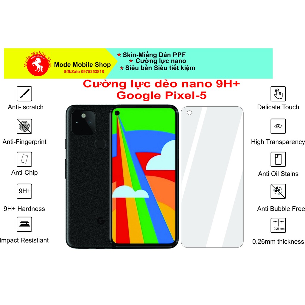 Cường lực dẻo nano 9H+ bảo vệ màn hình điện thoại Google Pixel 5