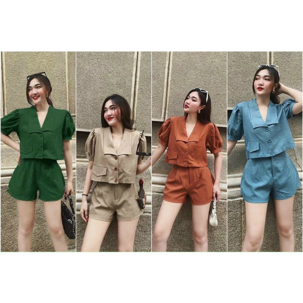 sét bộ vest đùi áo kiểu 1 túi