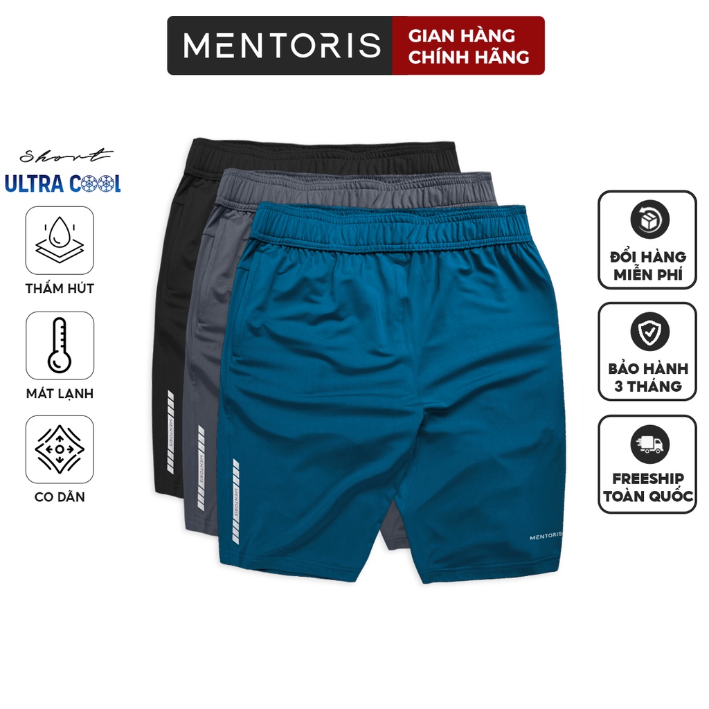 Quần đùi nam MENTORIS chất vải lạnh siêu co giãn dáng thể thao vận động tập gym chơi bóng đá thoải mái nhiều màu MSR2212