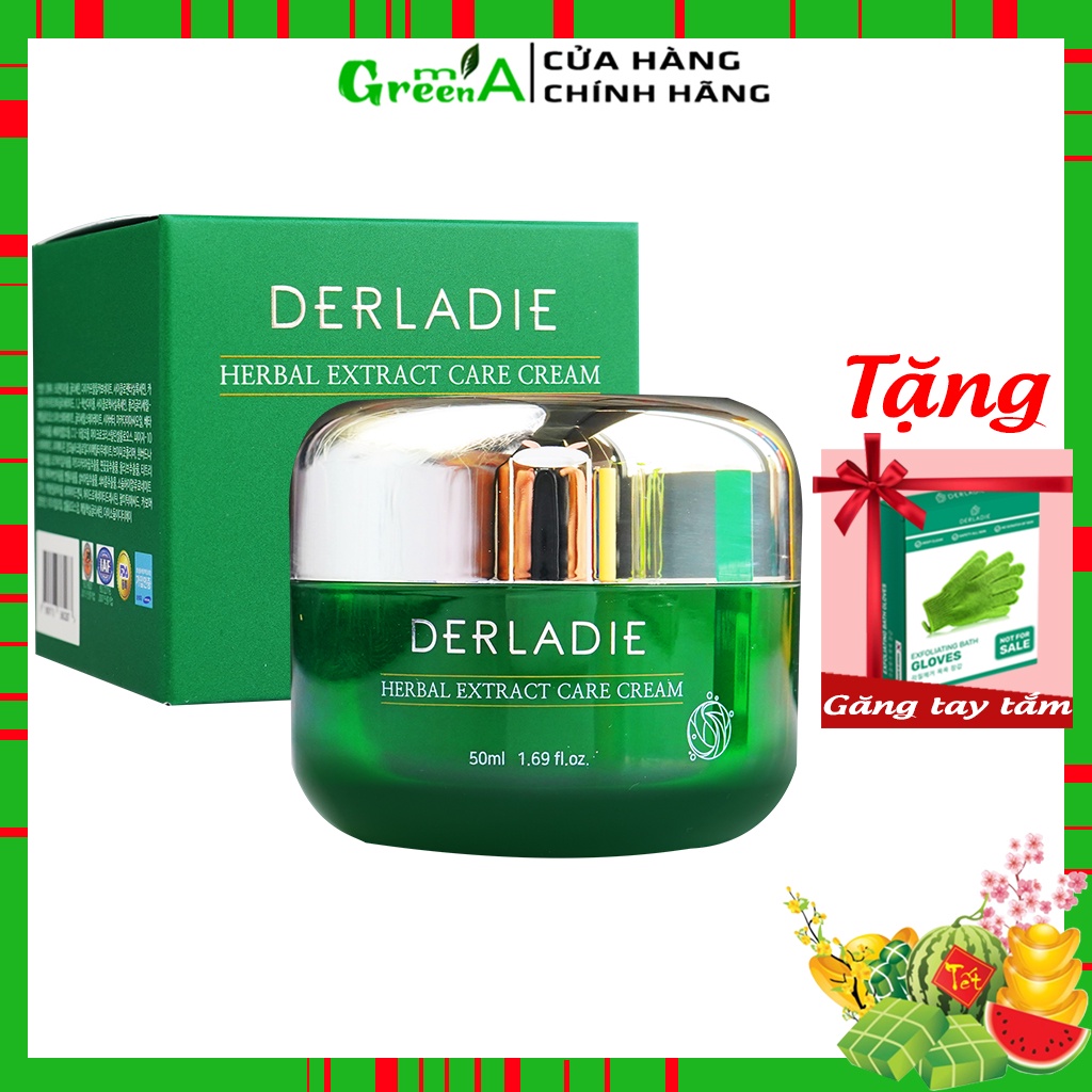 Kem Dưỡng Tràm Trà DERLADIE Giảm Mụn Kiềm Dầu 12 Giờ DERLADIE HERBAL EXTRACT CARE CREAM 50ml [NHẬP KHẨU CHÍNH HÃNG]