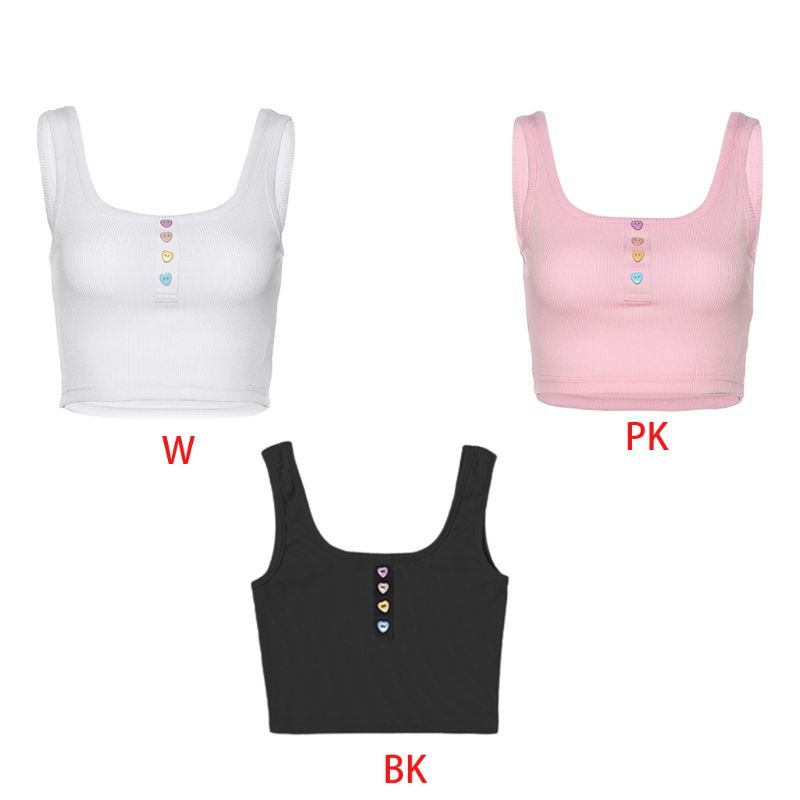 Áo Crop Top Không Tay Cổ Chữ U Màu Sắc Kẹo Ngọt Thời Trang Mùa Hè Gợi Cảm Dành Cho Nữ