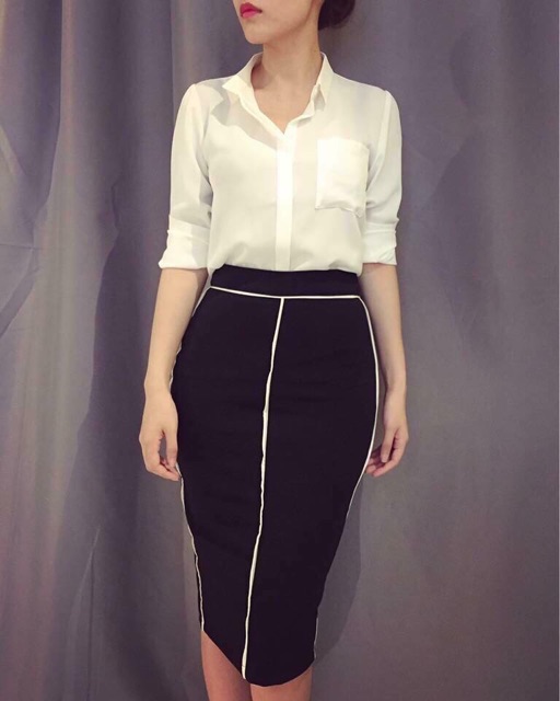 CHÂN VÁY BÚT CHÌ NÉ TRẮNG ( ảnh thật chụp canh) | BigBuy360 - bigbuy360.vn