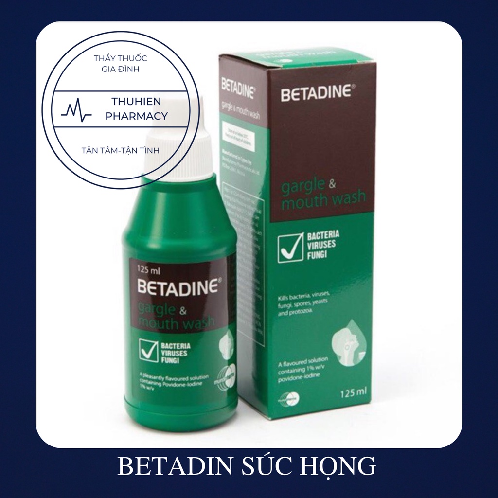 BETADINE Gargle &amp; Mouth Wash 125ml-Betadin nước súc họng vệ sinh khoang miệng