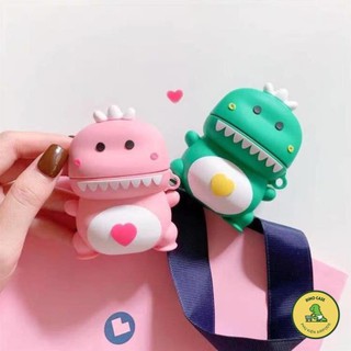 [Freeship - Ảnh Thật] Case Airpods Đẹp Khủng Long Trái Tim Chất Liệu Silicon Dẻo