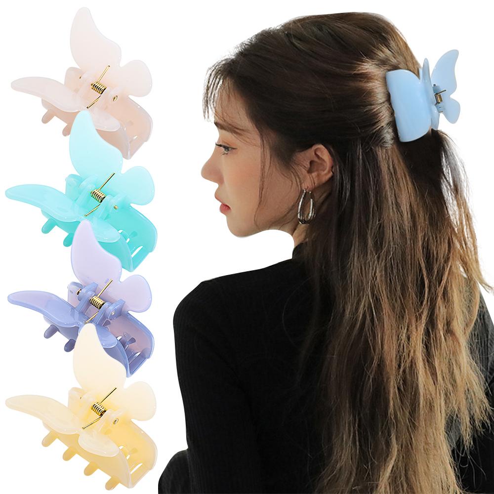 ZAIJIE24 Kẹp Tóc Càng Cua Bằng Acrylic Mỏng Phong Cách Vintage