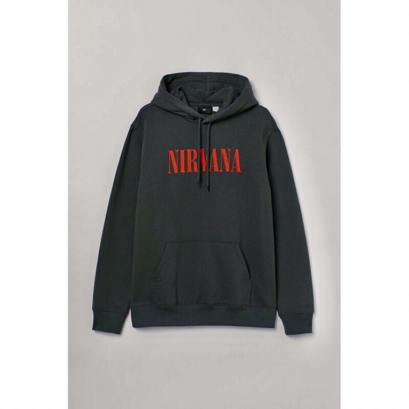 Áo Hoodie Màu Đỏ Đen In Chữ Nirvana Cá Tính