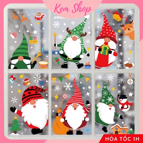 Decal dán cửa kính trang trí chủ đề Noel Giáng sinh Christmas, Năm mới Tết nguyên đán - Kemshop K45