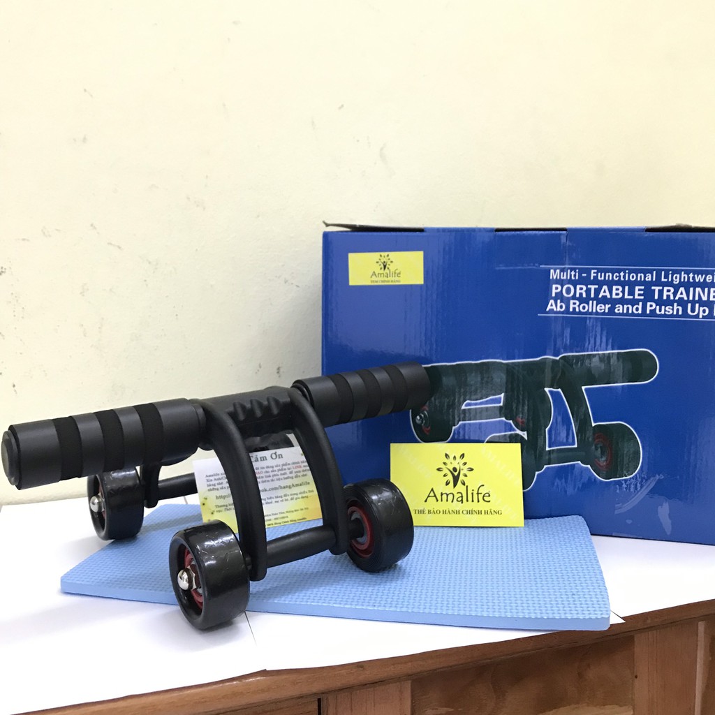 Con Lăn 4 Bánh Tập Cơ Bụng Amalife – Dụng Cụ Tập Cơ Bụng 6 Múi – Tập Thể Hình, Tập Gym, Tập Yoga