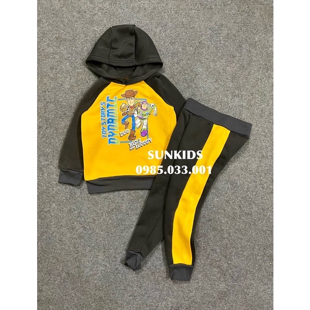 Bộ bé trai hoodie hoạt hình nỉ bông