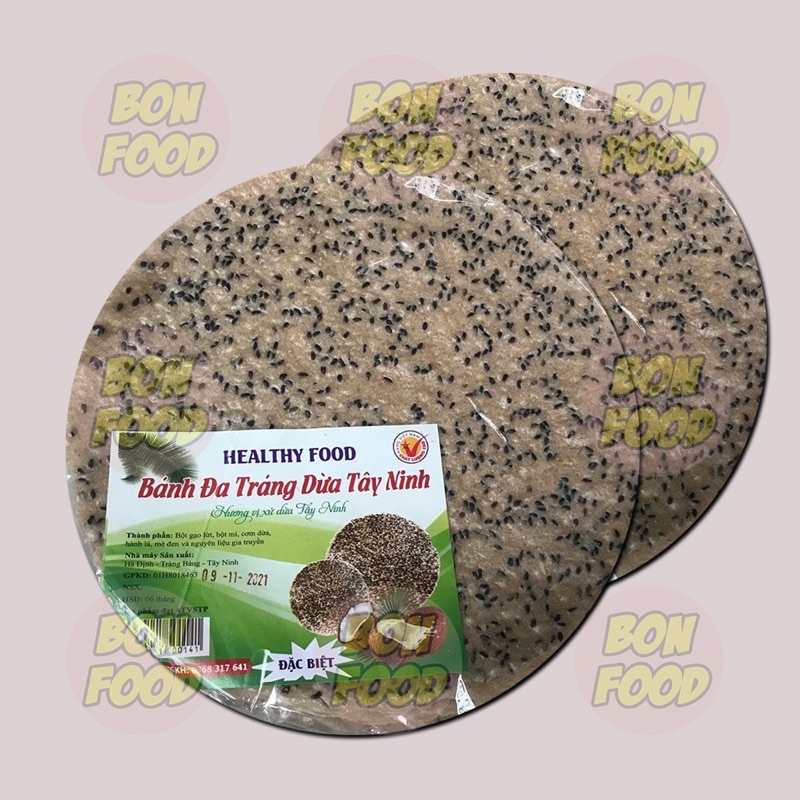 Bánh đa tráng dừa Tây Ninh siêu ngon gói 5 miếng Bon Food, Bánh đa nướng Tây Ninh giòn ngon