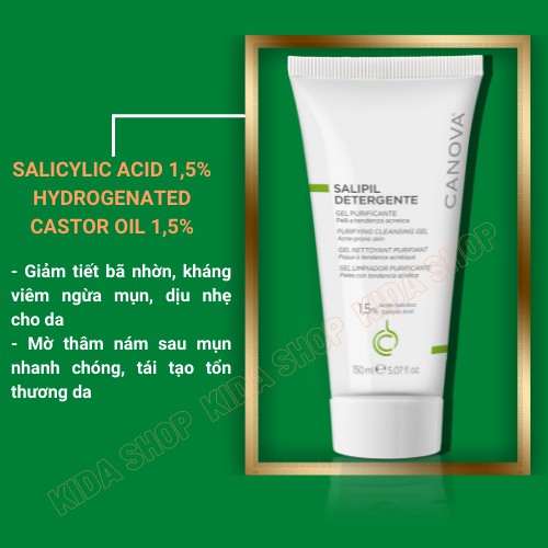 Sữa rửa mặt cho Da dầu mụn da nhạy cảm sạch sâu cấp ẩm CANOVA 150ml dạng Gel không bọt se khít lỗ chân lông | BigBuy360 - bigbuy360.vn