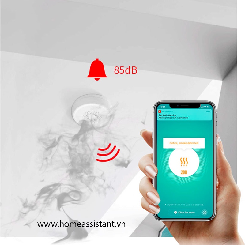 Đầu Báo Khói Báo Cháy Hỏa Hoạn Zigbee Tuya ZW05  Zigbee2MQTT ZHA Hass