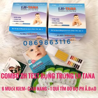 Combo 2 hộp test thử rụng trứng + 6 gói muối kiềm + 1 quỳ tím đo độ pH