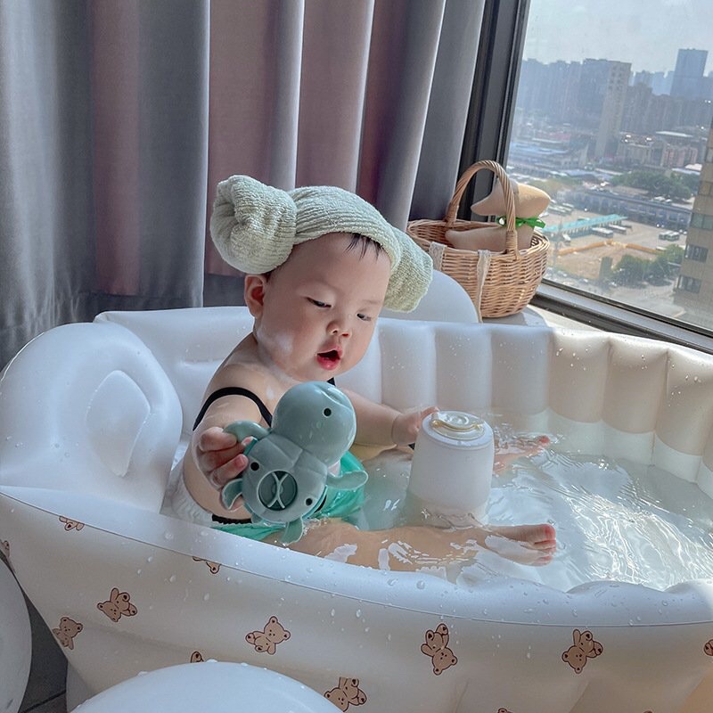 Chậu tắm hơi gấp gọn Umoo cao cấp phong cách hàn cho bé, Bể tắm bơm hơi gấp gọn - Haobaby2018