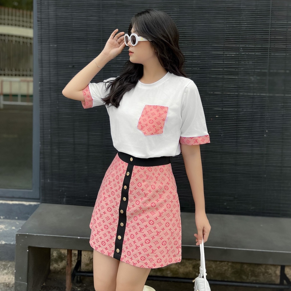 Set Chân Váy L.V Sang Xịn, Chất Thun Mềm Mịn.