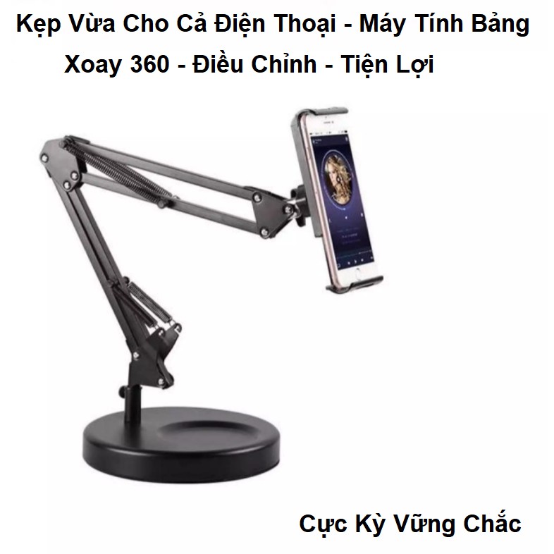 Giá Đỡ Ipad, Kiêm Kệ Điện Thoại Để Bàn Đa Năng Xoay 360 Độ - Điều Chỉnh Tiện Dụng - Họp Zoom - Hỗ Trợ Học Trực Tuyến