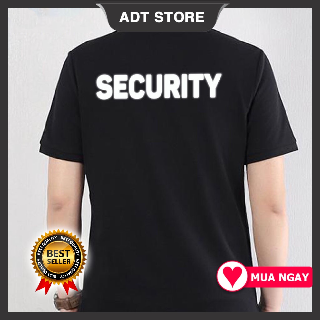 Áo thun polo cổ trụ nam in logo Security bảo vệ 2 mặt độc chất giá rẻ