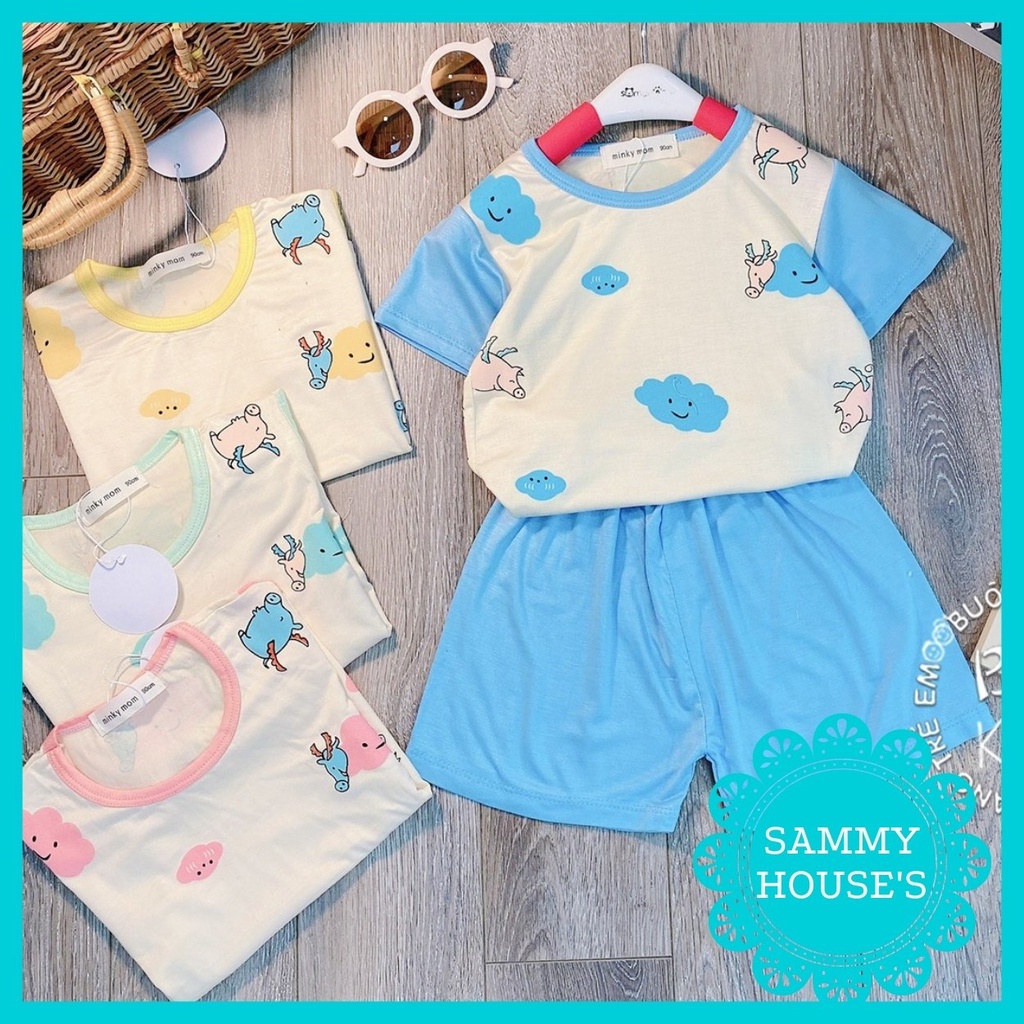 Đồ Bộ Bé Trai Bé Gái Cộc Tay Thun Lạnh Minky Mom Hoạ Tiết Đám Mây SAMMY HOUSE'S