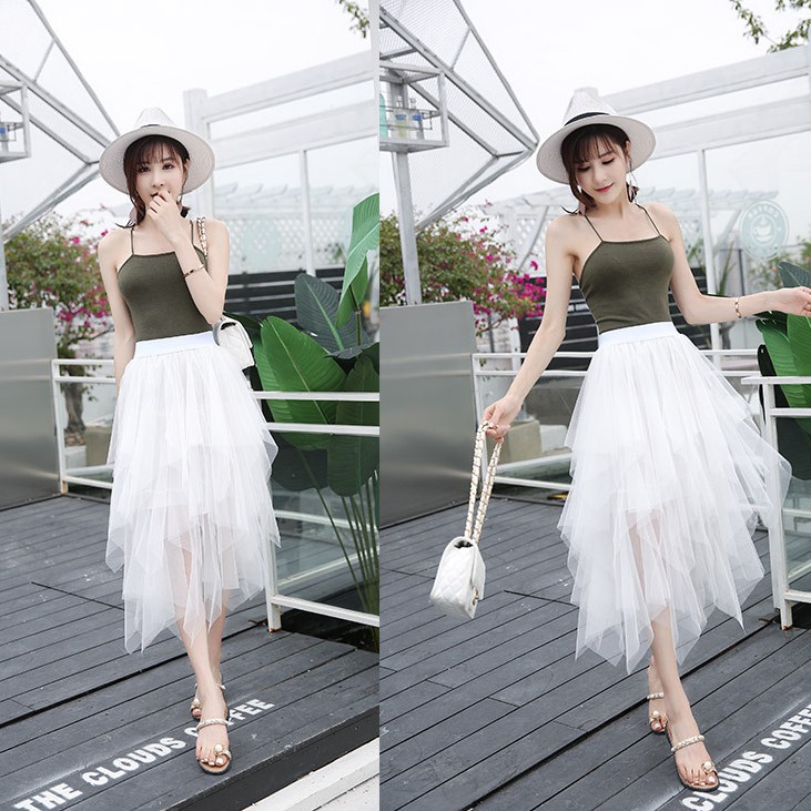 Chân váy xòe, chân váy chữ A phong cách Hàn Quốc 🌸 Chân váy ulzzang lưới vạt xéo cho bạn nữ 🌸 Sofia Closet 🌸