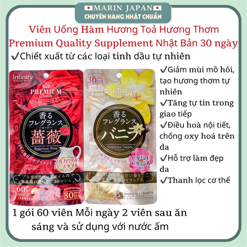 Viên tinh chất hàm hương thơm cơ thể  Hương hoa hồng,vani,đào tiên,sakura Nhật Bản
