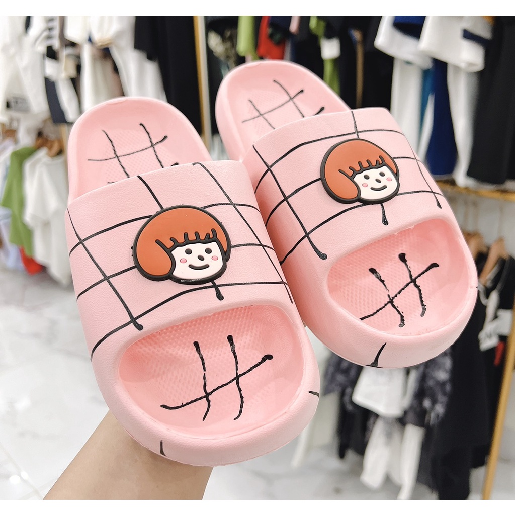 Dép Lê Bành Mì Nam Nữ Unisex Cô Gái Kẻ Caro Đế Cao 3cm Quai Ngang Động Đế Trẻ Trung Năng Động