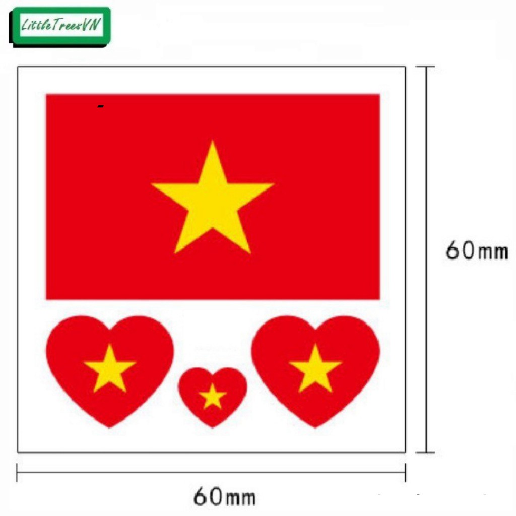 Combo 10 miếng Hình xăm dán lá cờ Việt Nam - cổ vũ đội tuyển bóng đá Việt Nam (Tặng kèm 1 miếng lá cờ Hàn Quốc)