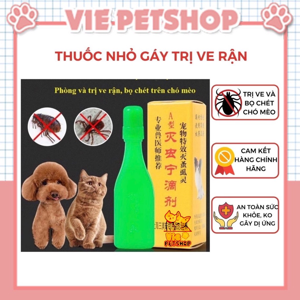 Nhỏ Gáy Diệt Ve Rận Bọ Chét Chó Mèo Lọ 5ml | Vie PETSHOP