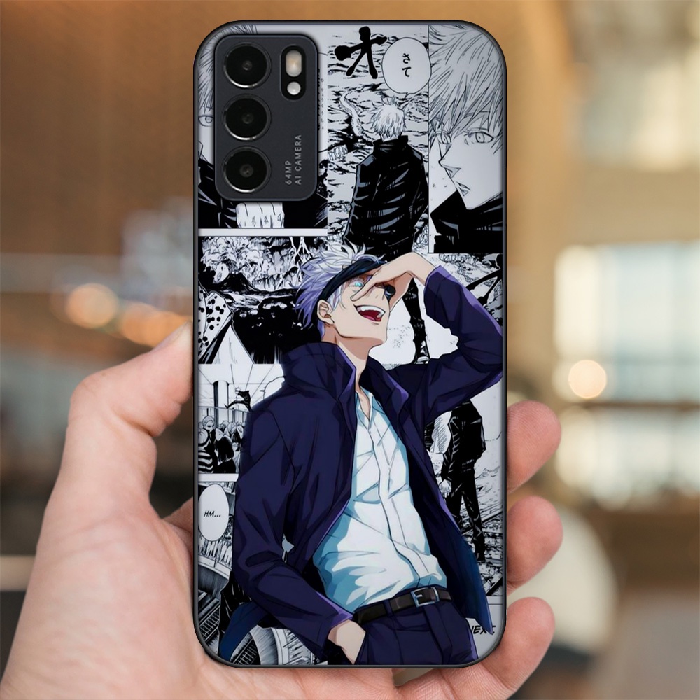 Ốp lưng Oppo Reno 6 5G viền đen in hình Satoru Jujutsu Kaisen